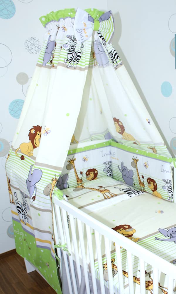 Babybett Himmel Vollstoff - Safari Grün - für Baby Bett Vollstoffhimmel Baumwolle
