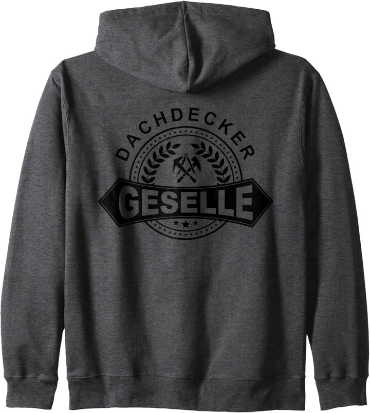 Dachdecker Geselle mit historischem Zunftwappen Kapuzenjacke
