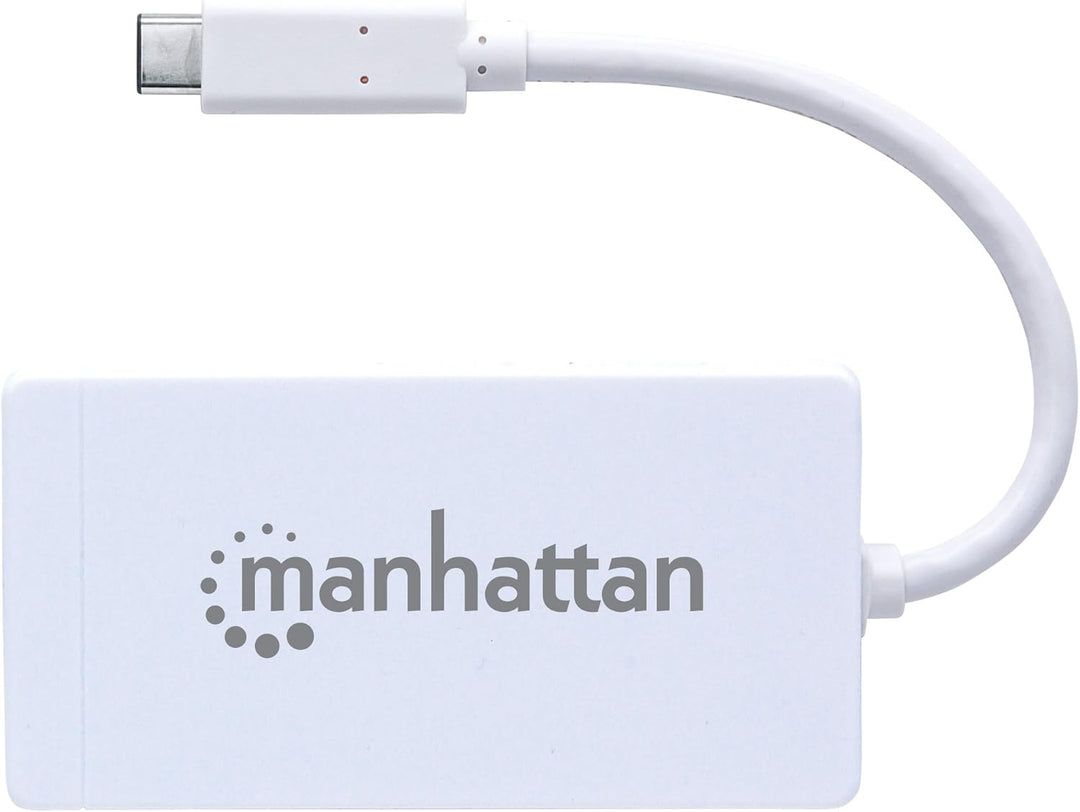 Manhattan 507608 USB Typ C auf 3-Port Hub mit Gigabit-Ethernet-Netzwerkadapter USB-3.1 (G1) weiss US
