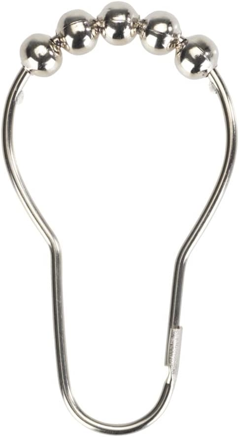 WENKO Duschvorhangringe 12er Set - 12er Set Duschringe mit Gleitsystem, verchromtes Metall, 3 x 3 cm