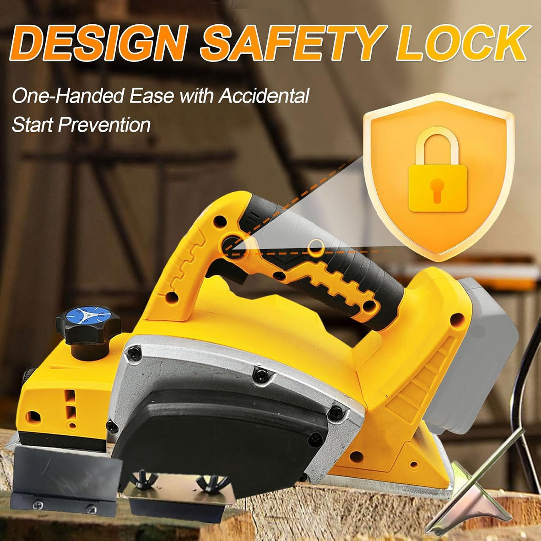 Akku Elektrohobel Kompatibel mit Dewalt 20V, Akku-Hobel Holz 16500RPM Bürstenlose Elektrohobe Hobelb