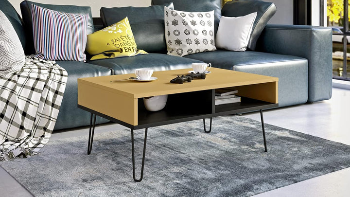 Viosimc Couchtisch Industrial Style Gold, Kaffeetisch, Modernes Möbelstück, Coffee Table für das Woh