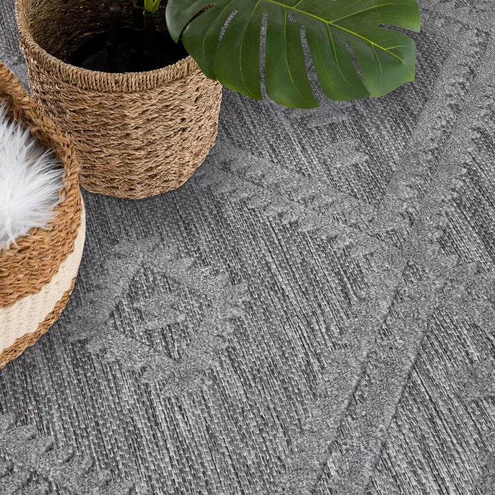 carpet city In-&amp; Outdoor Teppich - Rund 200 cm - für Innen-&amp; Aussenbereich - Wetterfest Balkon-Teppi