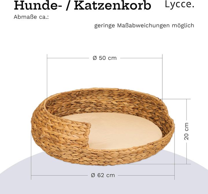 Hundebett Katzenbett Opal Wasserhyazinthe Natur Gr. 3 (Ø 62 cm) Grösse 3, Größe 3
