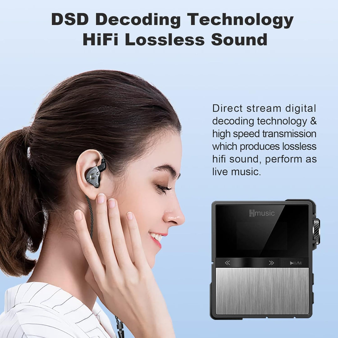 Hmusic P68 HiFi MP3 Player mit Clip, Lossless DSD Music Player Bluetooth, tragbarer Hi-Res Audio Pla