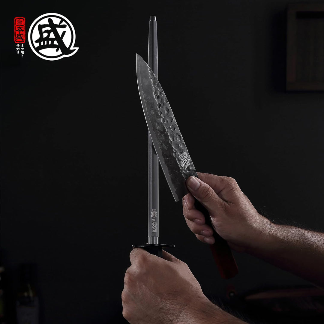MITSUMOTO SAKARI 40 cm Japanischer Professioneller Wetzstab, Wetzstahl Für Messer aus Hochwertigen D