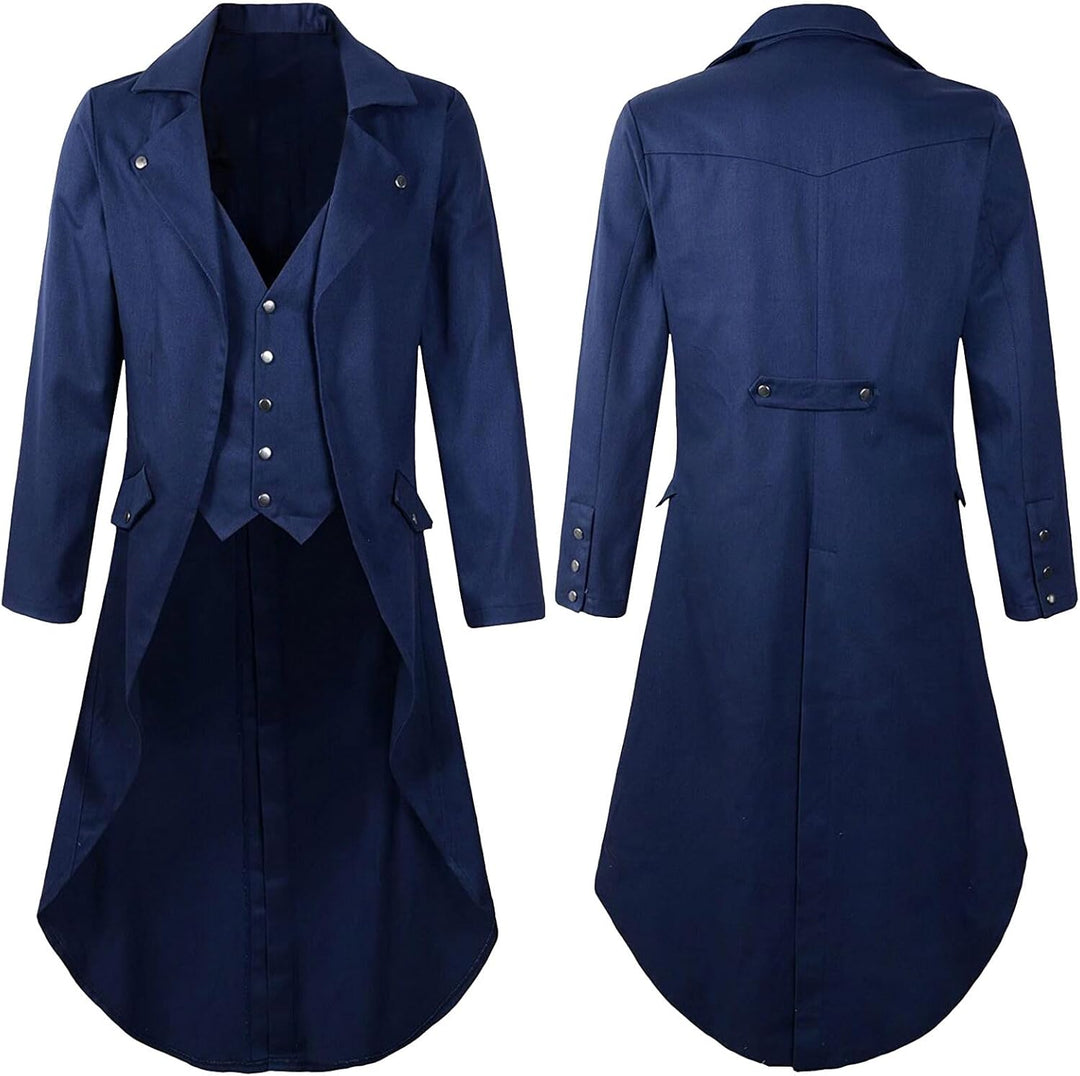 Viktorianische Steampunk Jacke für Herren Vintage Gothic Piraten Slim Fit Frack Wikinger Renaissance