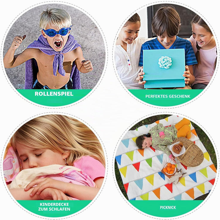 BANGSAUR Kinder-Strandtuch mit Kapuze, 100% Baumwolle, weich und saugfähig, Badetuch, Badetuch, Über
