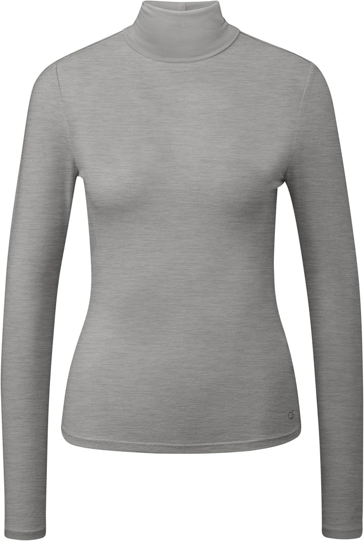 QS Damen Leicht Transparentes Rollkragenshirt Langarmshirt mit Rollkragen XS 9400_grau, XS 9400_grau