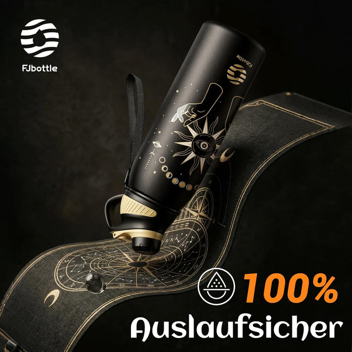 Fjbottle Trinkflasche Edelstahl Sport mit Magnetischem Deckel 1000ml, BPA-Frei Auslaufsichere Flasch