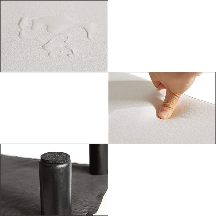 YMYNY Rechteckiger Fusshocker Sitzbank, 42 x 29 x 23 cm, Gepolsterter Hocker aus PU-Leder, mit Holzb