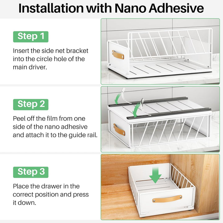 Kitstorack Teleskopschublade, Ausziehbare Schublade für Kabinett Metall Slide Out Organizer Mit Grif