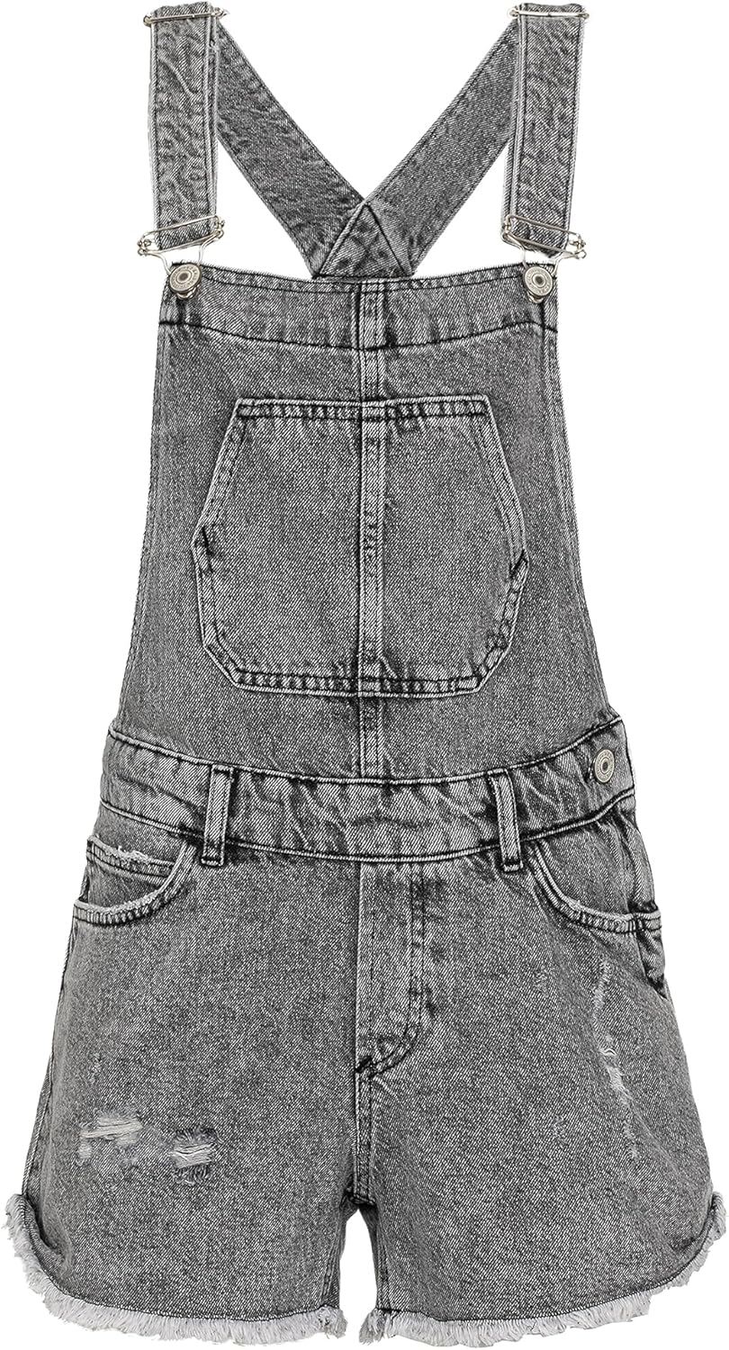 Red Bridge Damen Shorts Kurze Hose Overall Latzhose Jeanshose 31W Grau, 31W Grau