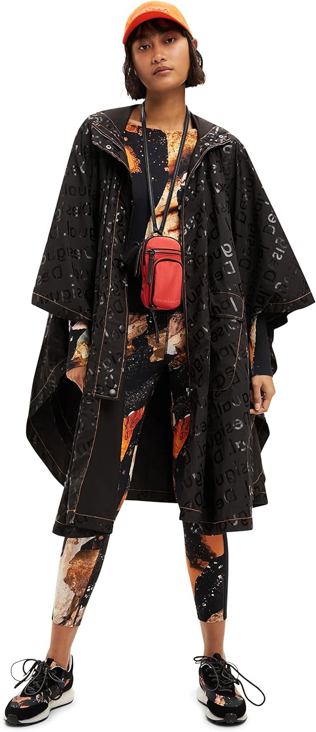 Desigual Damen Poncho_colorama Colima, 2000 Black PONCHO, Schwarz, Einheitsgrösse EU