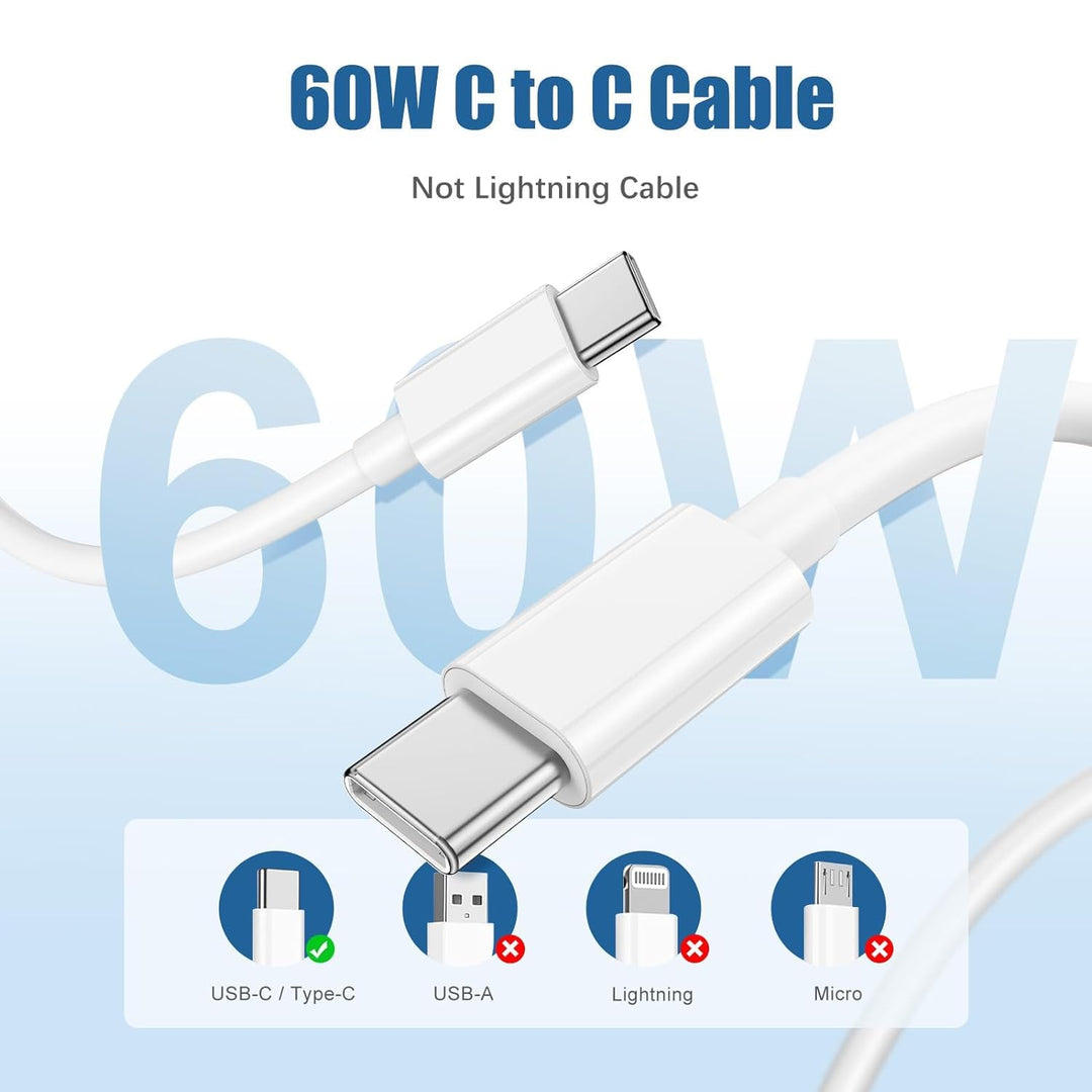 2Pack iPhone 15 16 Ladegerät mit Ladekabel, 20W USB C Power Adapter Schnellladegerät mit Schnelllade
