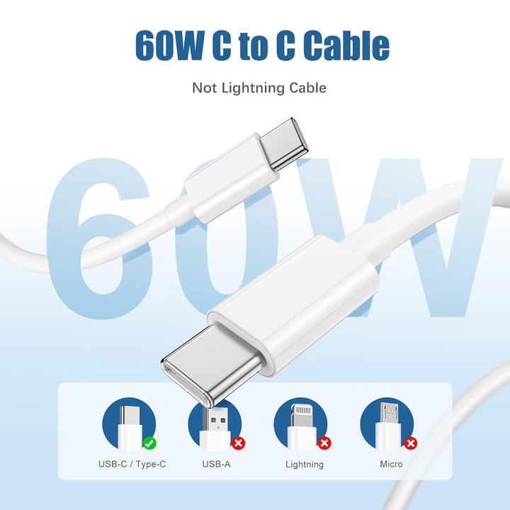 2Pack iPhone 15 16 Ladegerät mit Ladekabel, 20W USB C Power Adapter Schnellladegerät mit Schnelllade