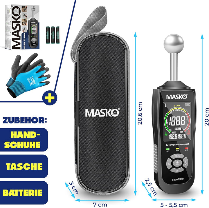 MASKO® Feuchtigkeitsmessgerät Feuchtigkeitsmesser Wand Boden, Holz & Baustoffe Estrich Beton Gips ze