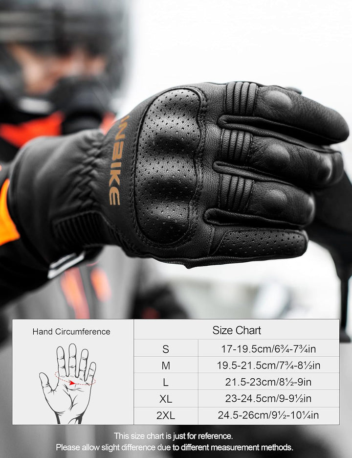 INBIKE Motorradhandschuhe Winter CE-Zertifiziert 100% Ziegenleder Motorrad Handschuhe Mit 250g/㎡ Thi