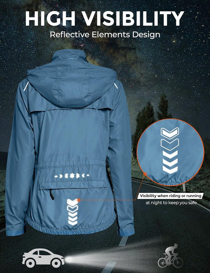 FitsT4 Sports Damen Fahrradjacke Radfahren Laufen Jacken Leichtgewicht Wasserabweisend Windbreaker W