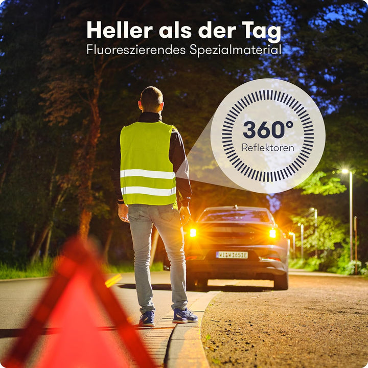 PURAHELP Warnwesten Auto 12er Set Europaweit gültig nach EN ISO 20471 - Reflektierende Warnweste Aut