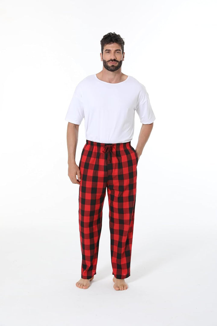 JupiterSecret Herren Pyjamahose Lang Schlafanzughosen für Herren Karierte Nachtwäsche 3er Packs 100%