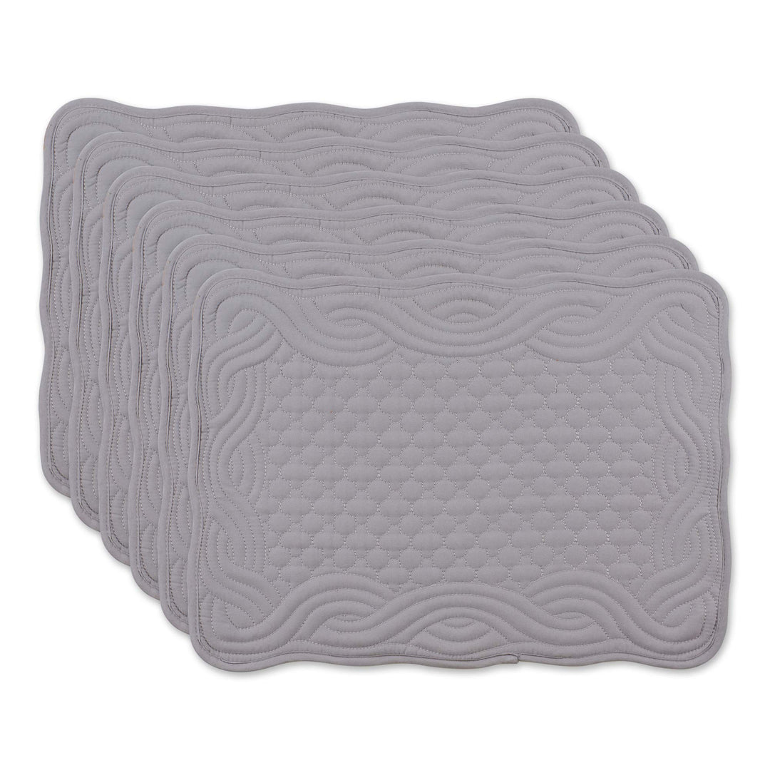 DII Gesteppte Tischsets aus der Farmhouse-Kollektion, Grau, 6-teilig Placemat Set Grau, Placemat Set