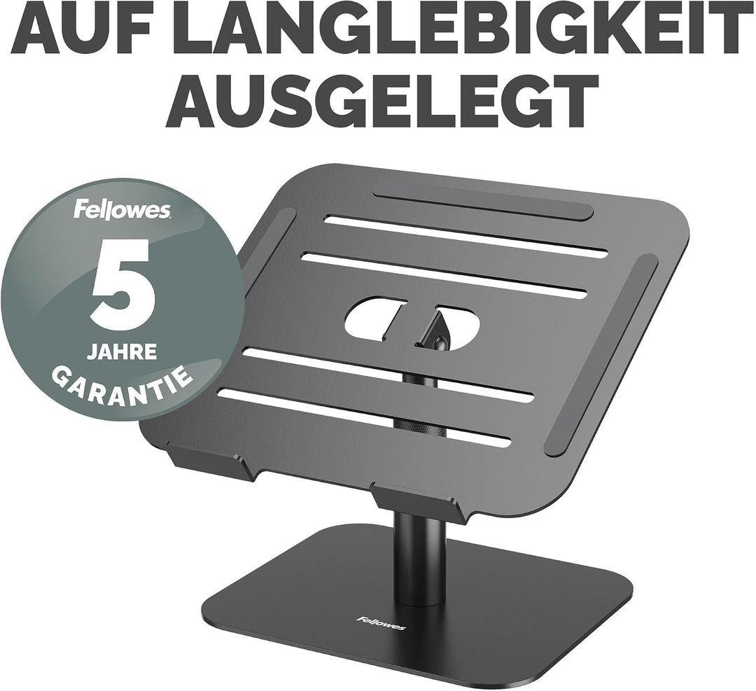 Fellowes Alumia™ Laptopständer – Schwarz – Ergonomisch, höhen- &amp; neigungsverstellbar – Aus recycelte