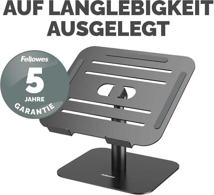 Fellowes Alumia™ Laptopständer – Schwarz – Ergonomisch, höhen- &amp; neigungsverstellbar – Aus recycelte