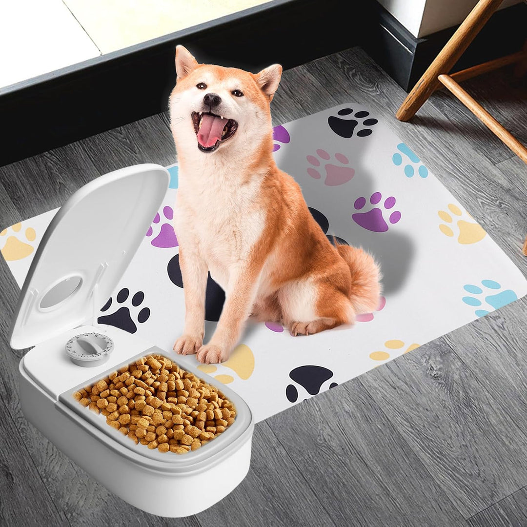 Automatischer Futterspender, Timer Futterautomat mit rutschfeste Matte Katze & Hund Futterautomat Ka