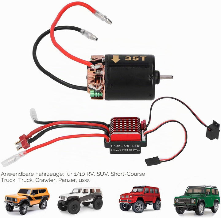 1/10 RC Motor ESC, 540 Brushed Motor 35T 45T 55T mit 360A ESC Combo, 1/10 Elektro RC High Speed Co