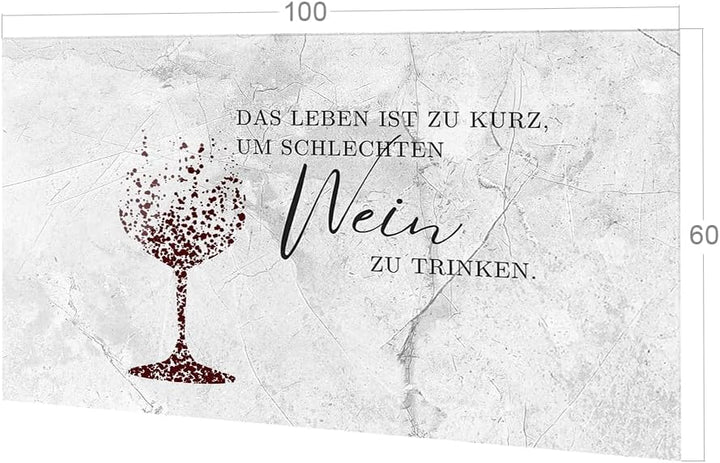 GRAZDesign Spritzschutz Küchenrückwand Glas Küche für Herd & Küchenspüle, Wein mit Spruch grau | Gla