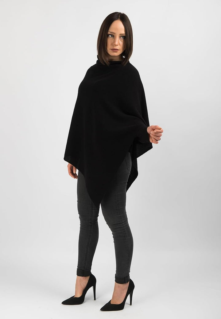 Dalle Piane Cashmere - Poncho aus 100% Kaschmir - Made in Italy - für Frau Einheitsgrösse Schwarz, E