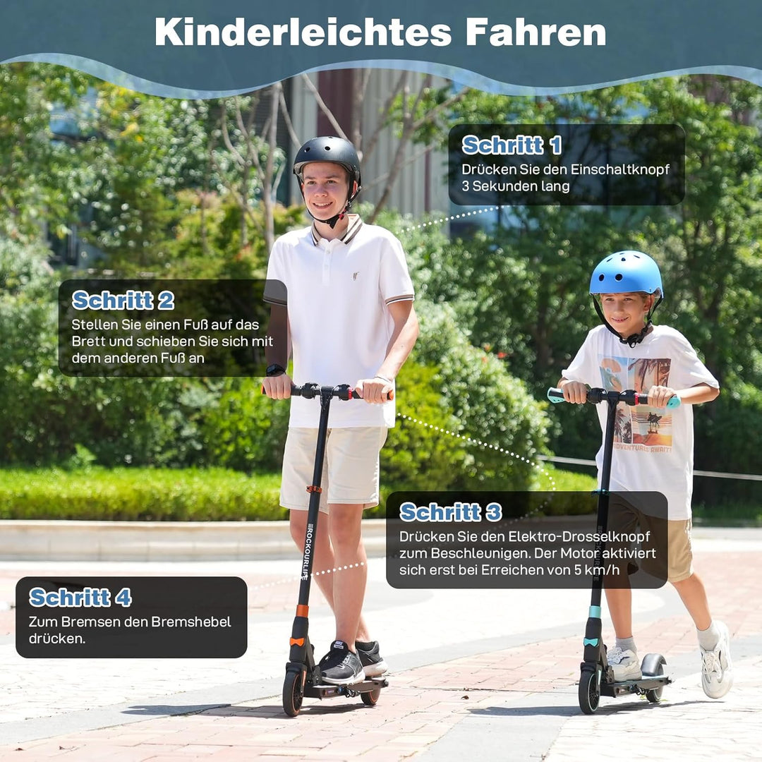 RCB R15 E-Scooter Kinder (8-12-16 Jahre) - bis zu 20 Km/h, Max. Reichweite 16Km, Elektroroller Faltb