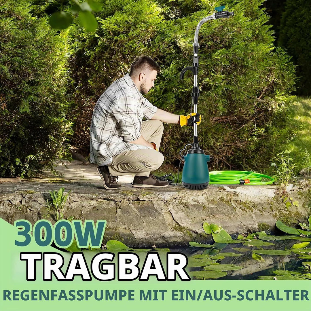 Akku-Tauchdruck/Regenfasspumpe Kompatibel mit Makita 18V Lithium Akku, Fördermenge max. 5000L/h, Sch