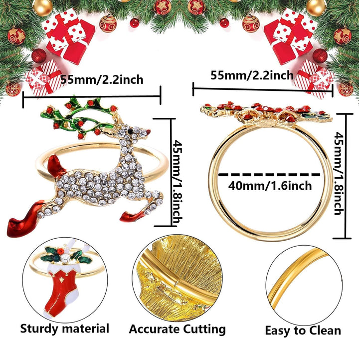 12 Stücke Weihnachten Serviettenringe Weihnachtsbaum Serviettenringe Halter Set für Weihnachten Tisc