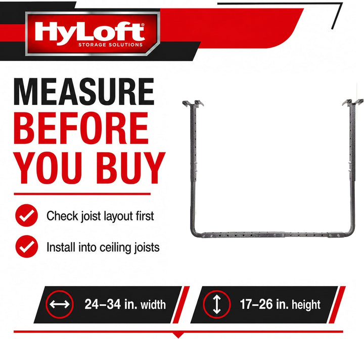 HyLoft 80844-10 86,4 x 66 cm Verstellbare Garagen-Deckenhalterung Lagerregal Kit – Hammertone, Hamme