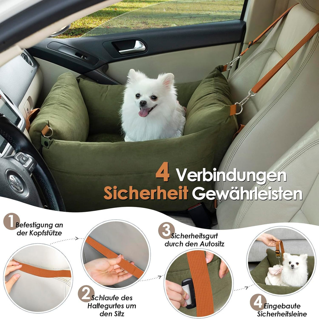 Hundesitz Auto für Kleine Hunde Unter 15KG, Tragbares Hundekorb mit Ausziehbarer Ruhebereich, Abnehm