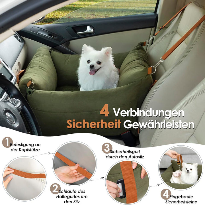 Hundesitz Auto für Kleine Hunde Unter 15KG, Tragbares Hundekorb mit Ausziehbarer Ruhebereich, Abnehm