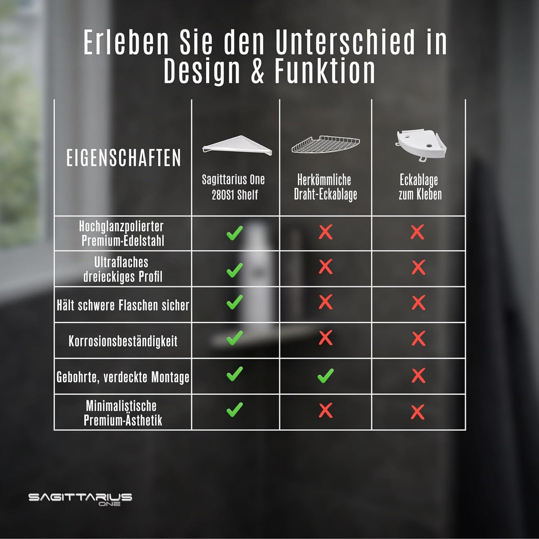 280S1 Shower Shelf – Duschkorb Ecke, Eckregal Dusche aus SUS304 Edelstahl, Poliert, Duschablage, Sha