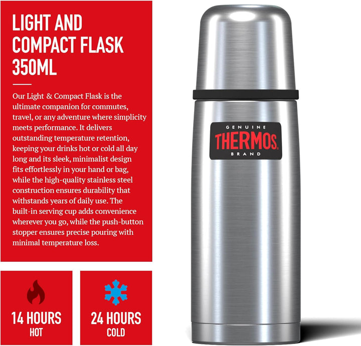 Thermos 4019.205.035 Isolierflasche Light and Compact, 0,35 L, edelstahl mattiert Edelstahl 350 ml,