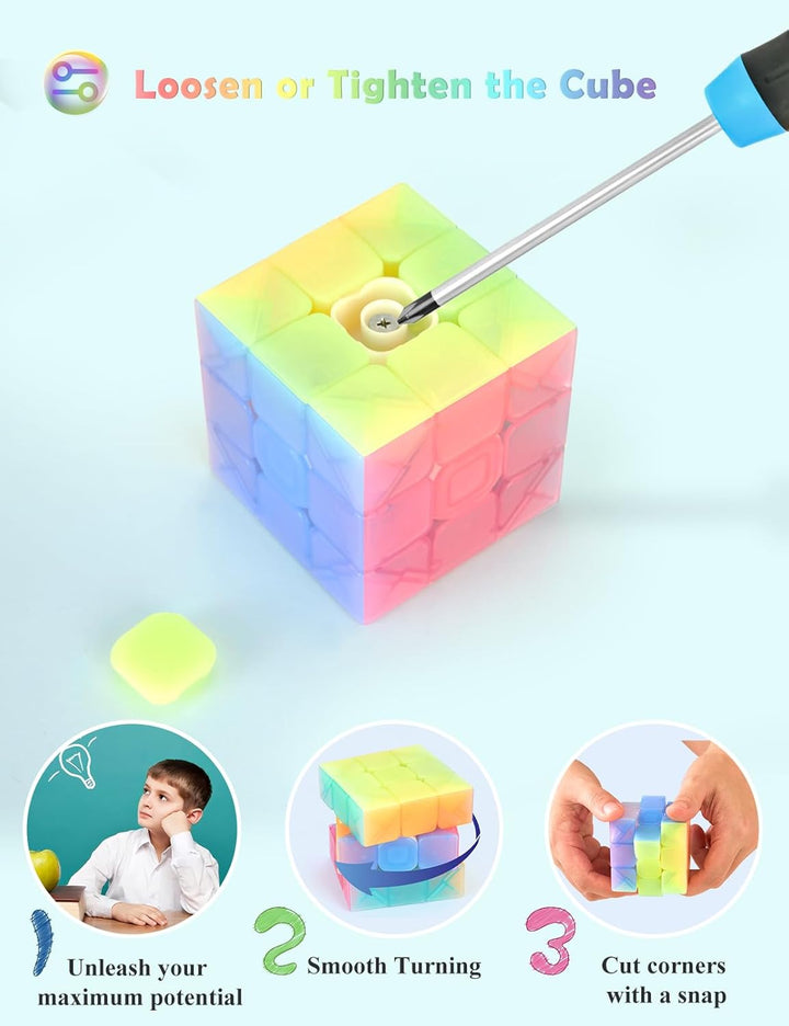 ROXENDA Zauberwürfel Set - 2X2 3X3 4X4 Pyramide Speed Würfel Set mit Würfel Tutorial für Kinder und