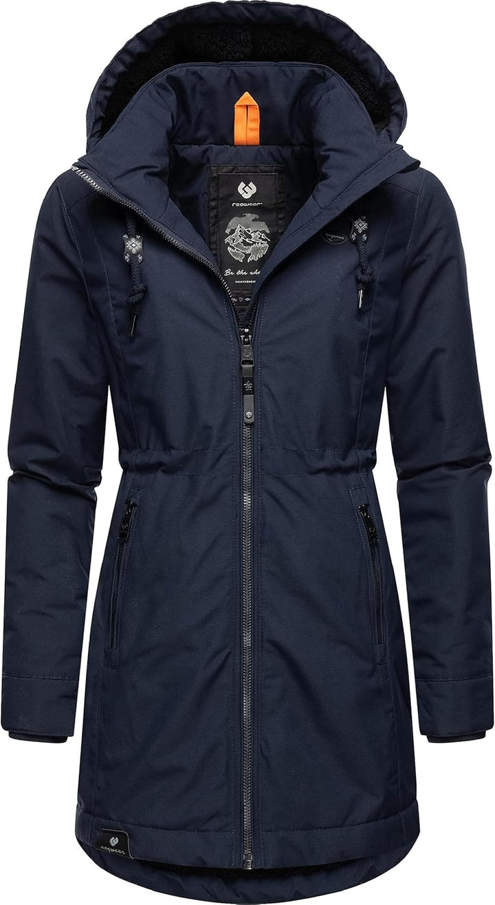 Ragwear Damen Wintermantel Warmer Parka lang wasserdicht mit Abnehmbarer Kapuze Dakkota XS-6XL S Nav