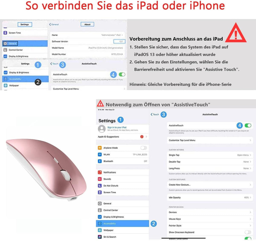 LEAPEST Kabellose Bluetooth Maus für MacBook Pro/Air/Mac/iPad/Laptop/Desktop/Mac/PC/Computer/Telefon