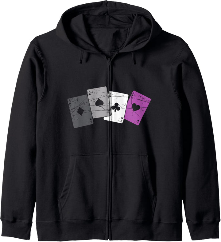 Ace Flagge Karten Spielen Queer LGBTQA Geschenk Ass Asexuell Kapuzenjacke
