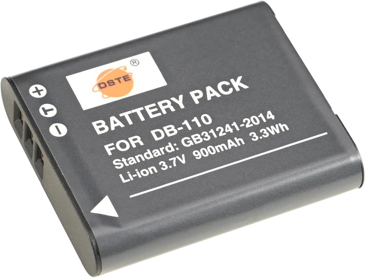 DSTE® 2-Pack Ersatz Batterie DB-110 und DC16E Reise Ladegerät Compatible für Ricoh GR III,Ricoh WG-6