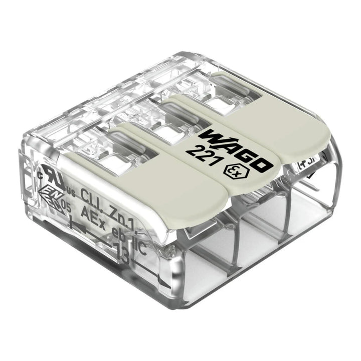 WAGO® Klemme, 3-Leiter, 6 mm², Ex, Verbindungsklemme mit Hebel, 221-683 (30 Stück)