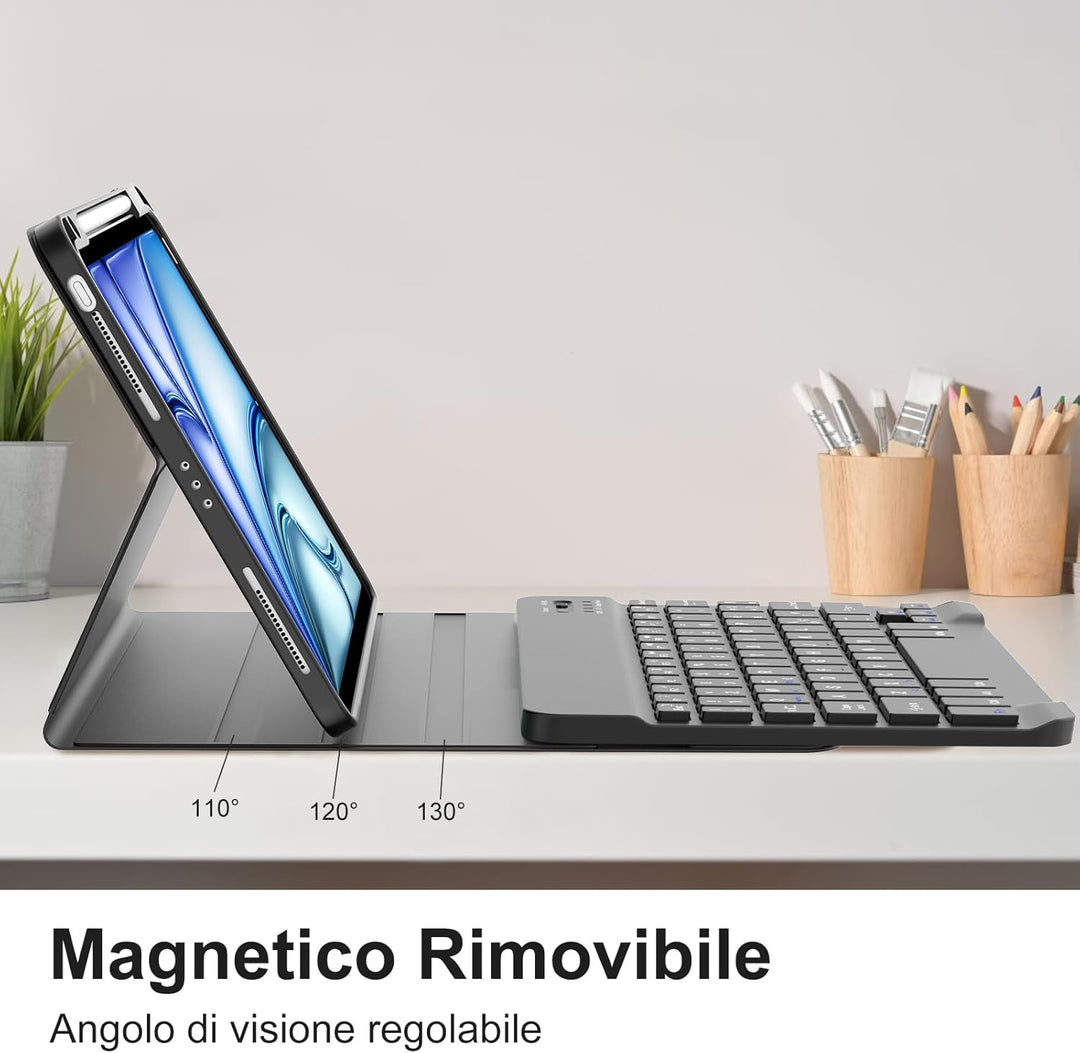 Schutzhülle mit Tastatur für iPad Air 11 Zoll M4 2026/M3 2025/M2 2024 mit italienischem QWERTY Kabel