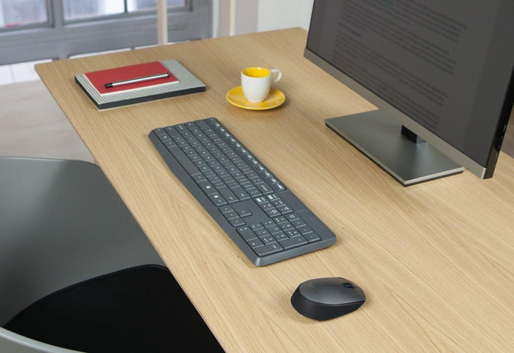 Logitech MK235 Kabelloses Set mit Tastatur und Maus für Windows, Französisches AZERTY-Layout - Grau