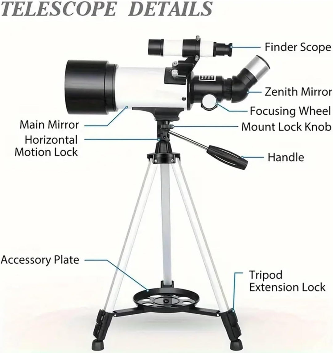 Misilmp Teleskop, inkl. Linsen, Handyhalterung, Tragetasche 70mm Aperture 400mm Refraktor Teleskope