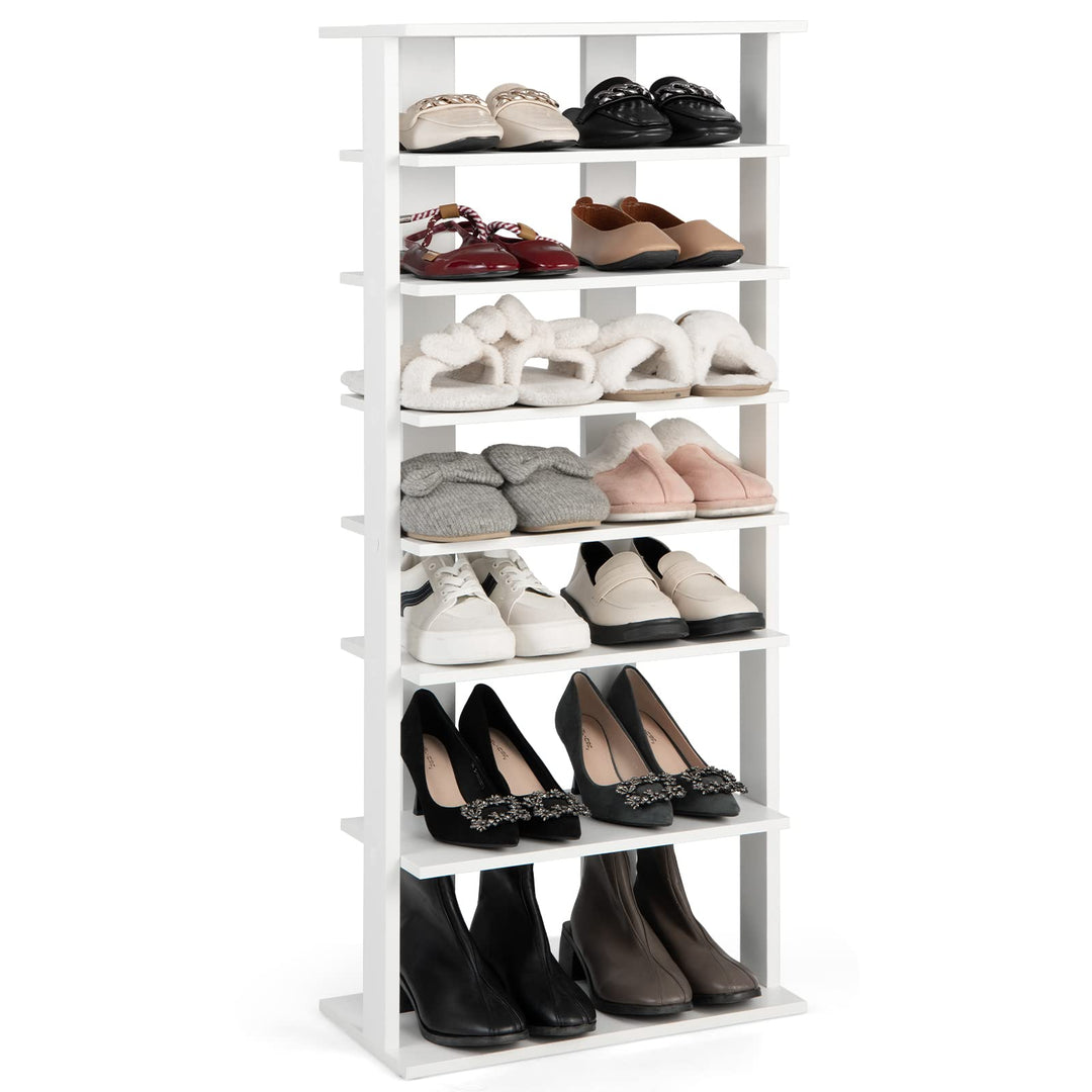 GIANTEX Schuhregal schmal und hoch, Schuhschrank Regal Holz 8 Ebenen, Schuhständer Schuhablage verti